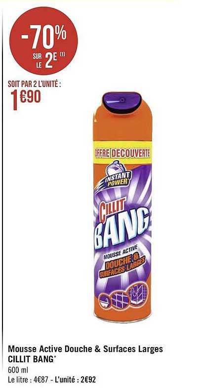 mousse active douche & surfaces larges cillit bang