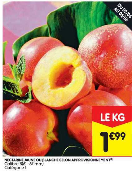 nectarine jaune ou blanche selon approvisionnement