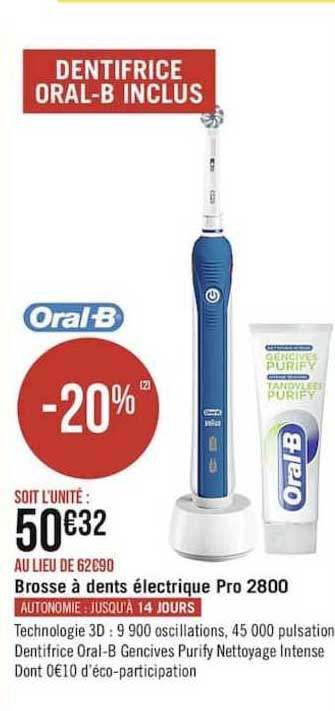oral b brosse a dents electrique pro 2800