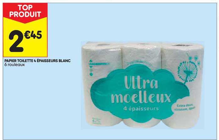 papier toilette 4 épaisseurs blanc
