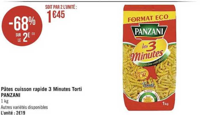 pates cuisson rapide 3 minutes torti panzani