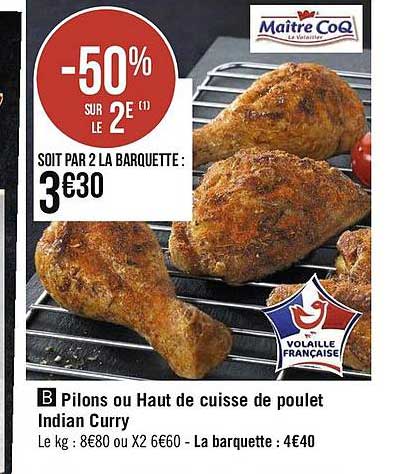 pilons ou haut de cuisse de poulet indian curry