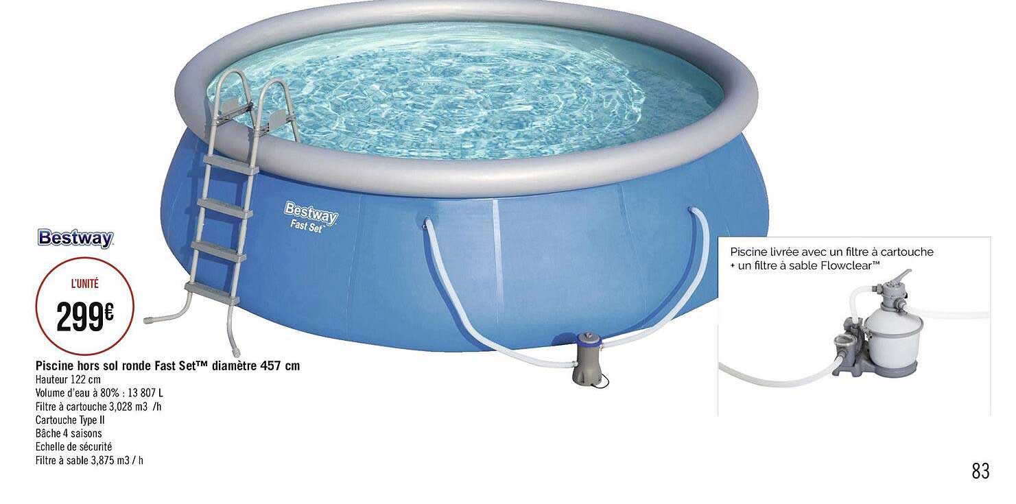 piscine hors sol ronde fast set diamètre 457 cm bestway