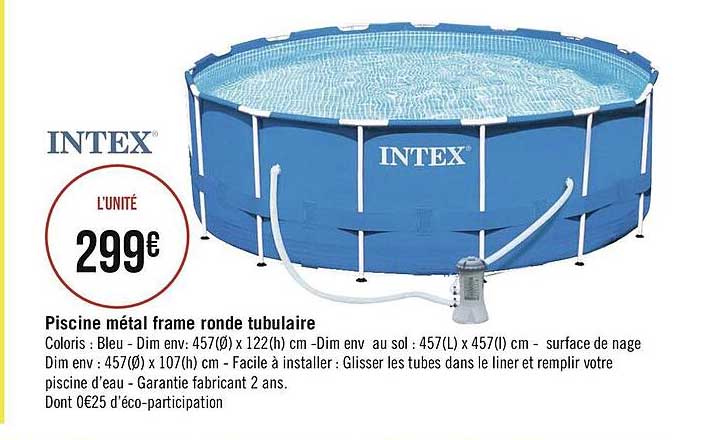 piscine métal frame ronde tubulaire intex