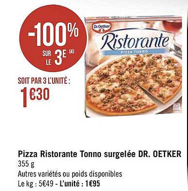 pizza ristorante tonno surgelée dr. oetker