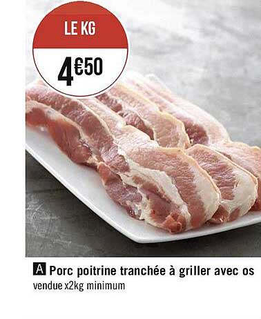 Porc Poitrine Tranchée à Griller Avec Os