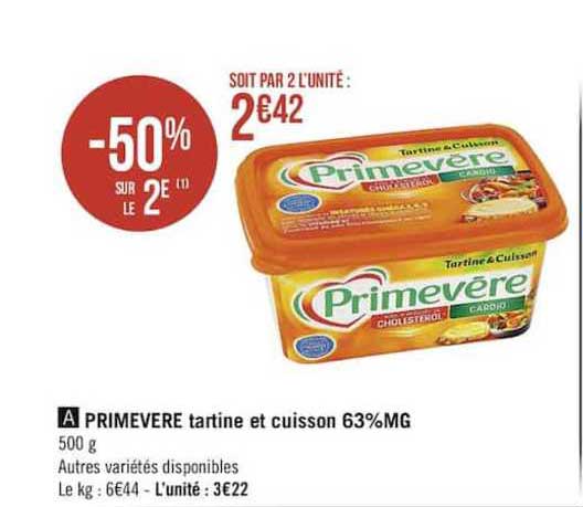 Primevere Tartine Et Cuisson 63% Mg