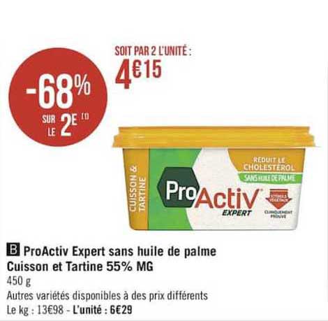 proactiv sans huile de palme cuisson et tartine 55% mg