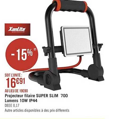 projecteur filaire super slim 700 lumens 10w ip44 xanlite
