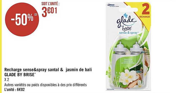 recharge sense & spray santal & jasmin de bali glade by brise