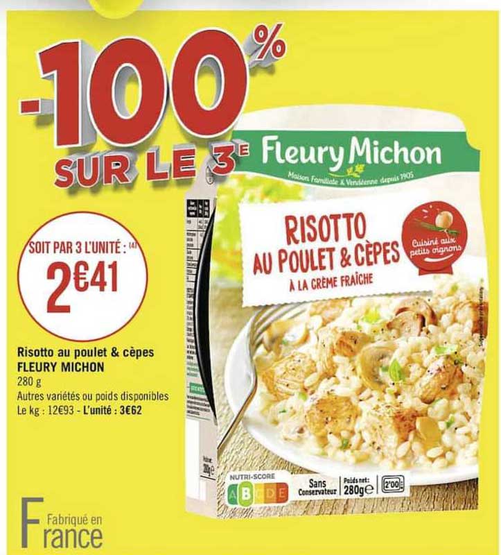 risotto au poulet & cepes fleury michon