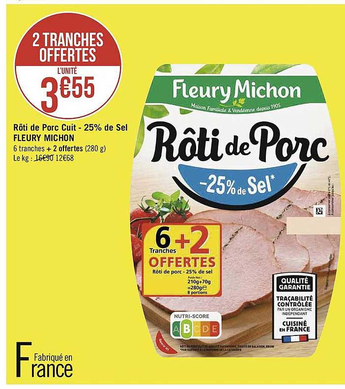 rôti de porc cuit -25% de sel fleury michon