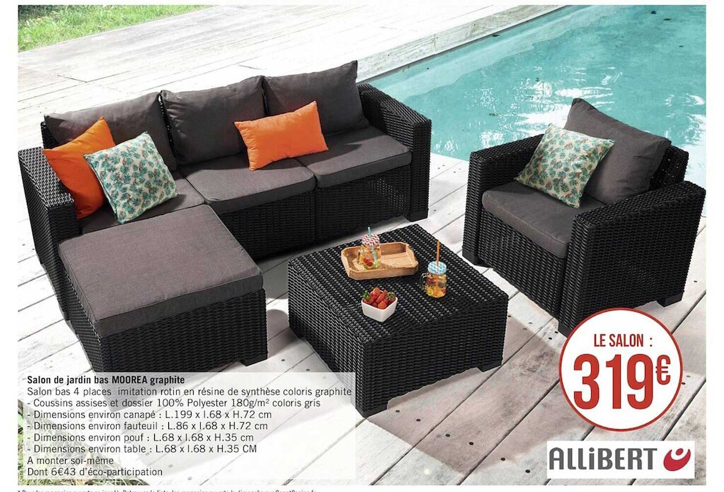 salon de jardin bas moorea graphite