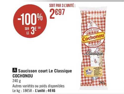 saucisson court le classique cochonou