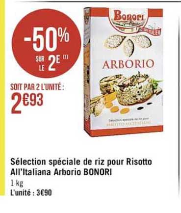 Selection Speciale De Riz Pour Risotto All'italiana Arborio Bonori