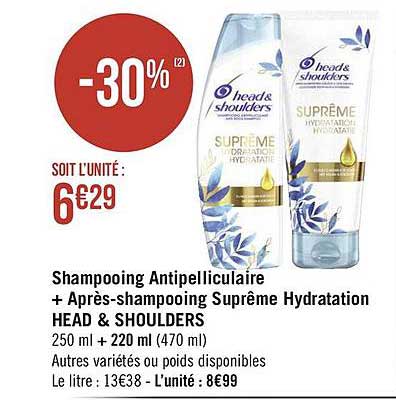 shampooing antipelliculaire + après-shampooing suprême hydratation head & shoulders