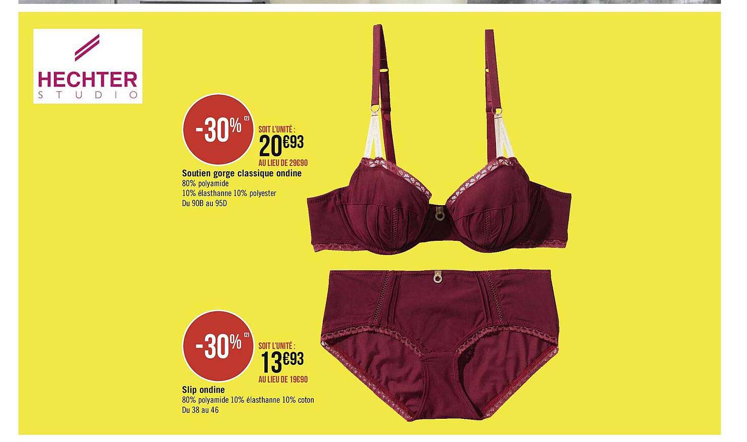 soutien gorge classique ondine, slip ondine