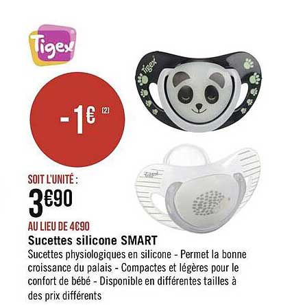 Sucettes Silicone Smart Tigex