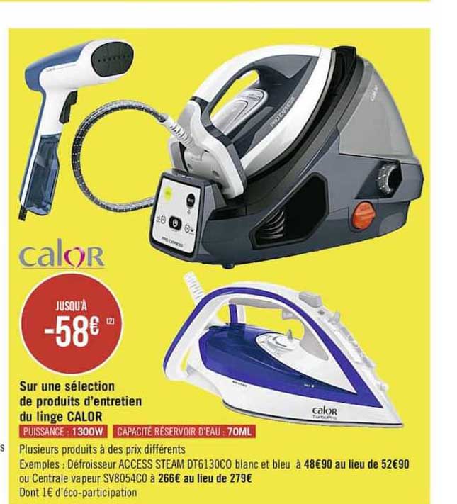 sur une selection de produits d'entretien du linge calor