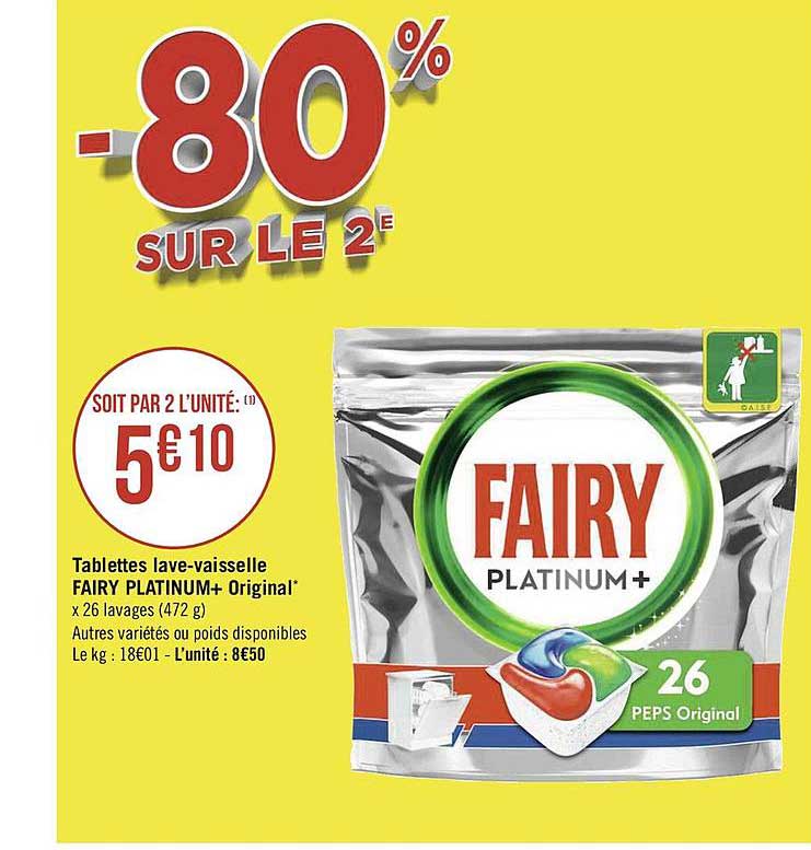 tablettes lave-vaisselle fairy platinum+ original