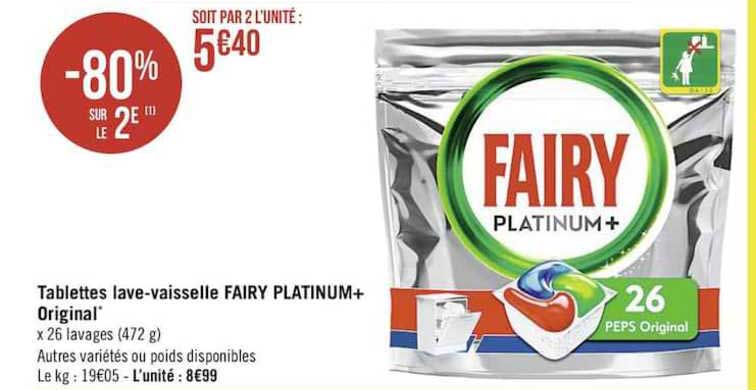 tablettes lave-vaisselle fairy platinum+ original