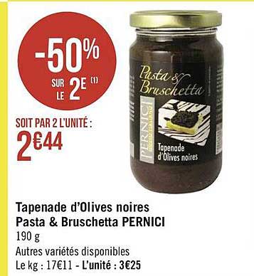 tapenade d'olives noires pasta & bruschetta pernici