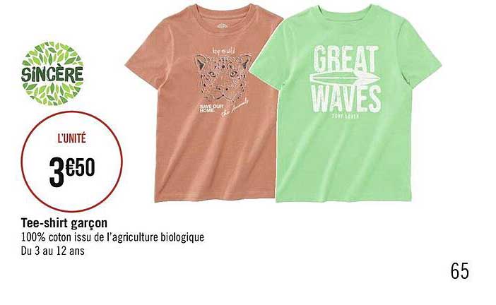 tee-shirt garçon sincère