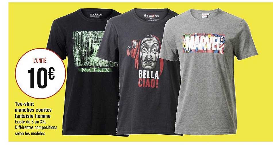 tee-shirt manches courtes fantaisie homme