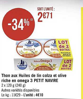 Thon Au Huiles De Lin Colza Et Olive Riche En Omega 3 Petit Navire