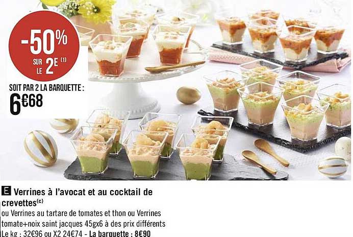 verrines à l'avocat et au cocktail de crevettes