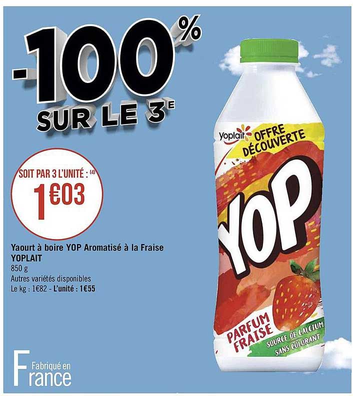 Yaourt à Boire Yop Aromatisé à La Fraise Yoplait