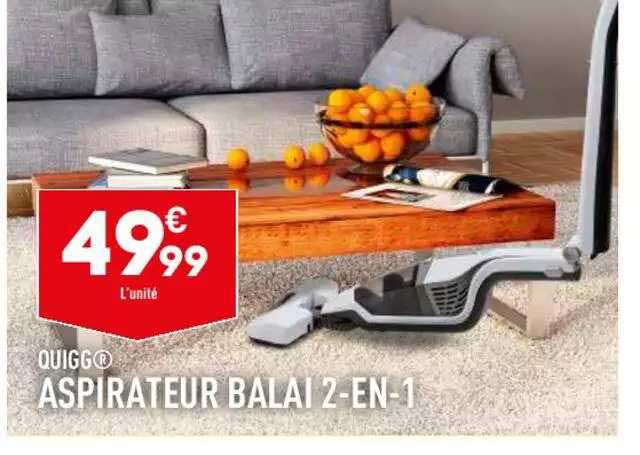 aspirateur balai 2-en-1 quigg
