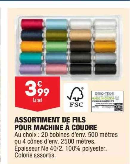 assortiment de fils pour machine à coudre