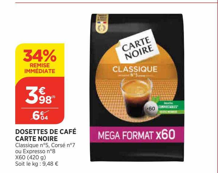 Dosettes De Café Carte Noire