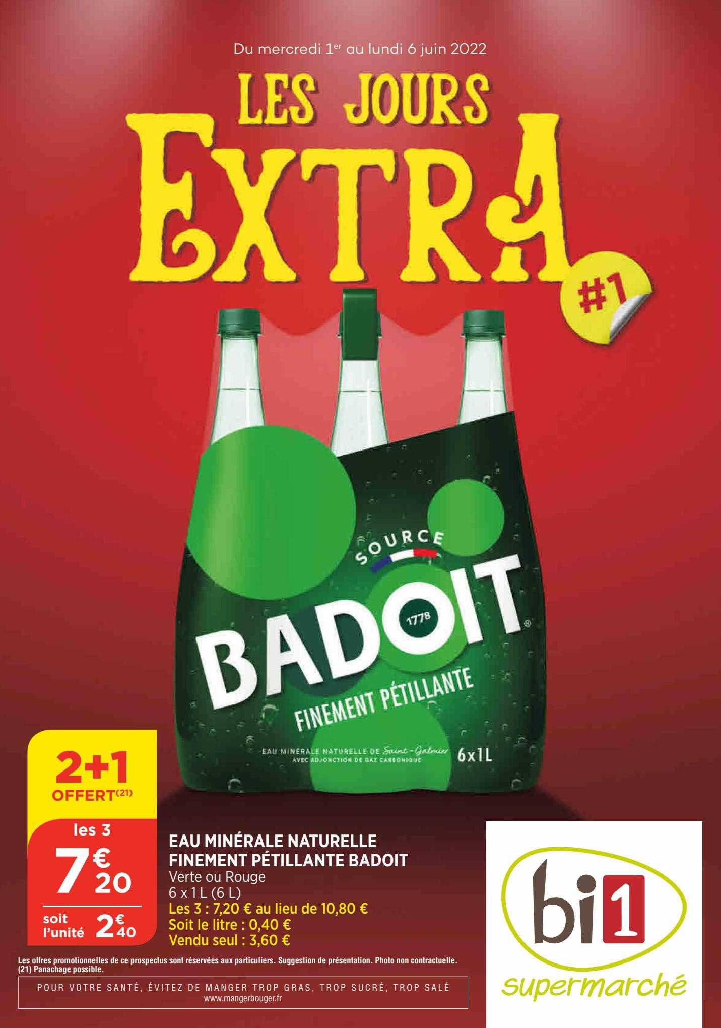 eau minérale naturelle finement pétillante badoit