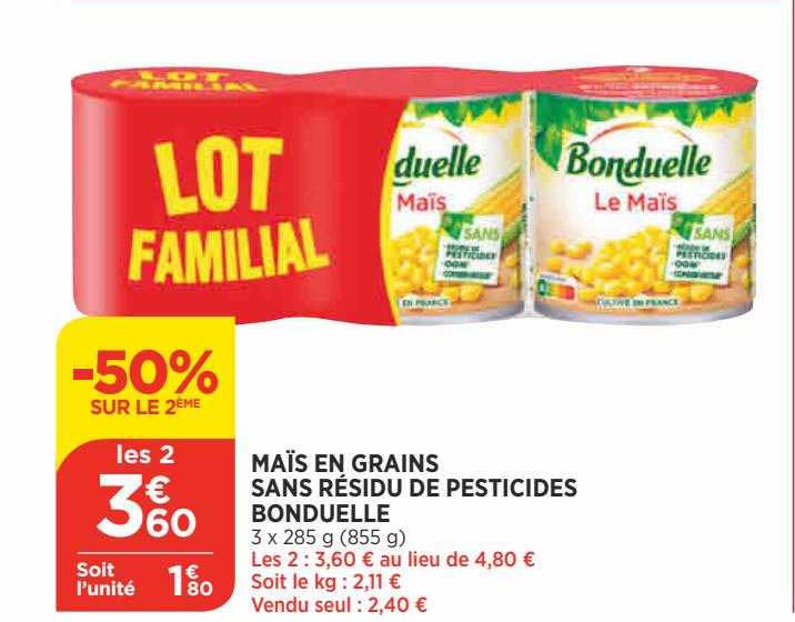 maïs en grains sans résidu de pesticides bonduelle