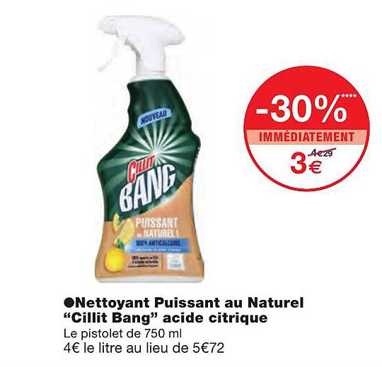 nettoyant puissant au naturel "cillit bang" acide citrique