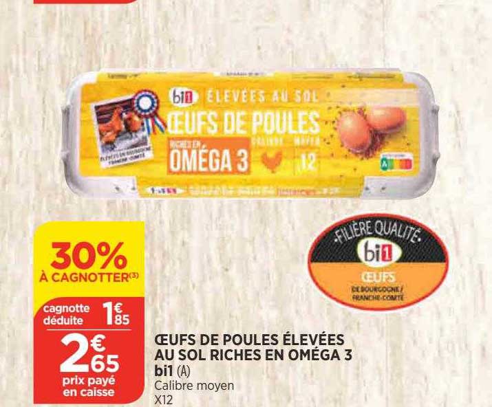 oeufs de poules élevées au sol riches en oméga 3 bi1