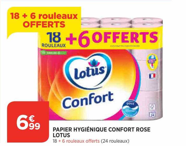 papier hygiéniques confort rose lotus