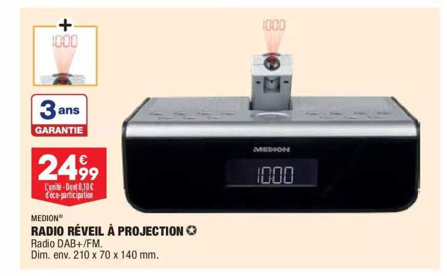 radio réveil à projection medion