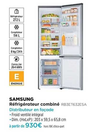 Réfrigérateur Combiné Samsung Rb3et632esa