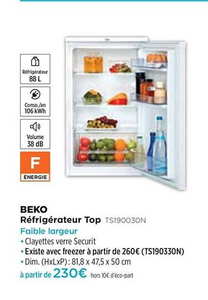 Réfrigérateur Top Beko Ts190030n