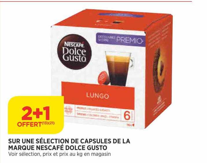 sur une sélection de capsules de la marque nescafé dolce gusto