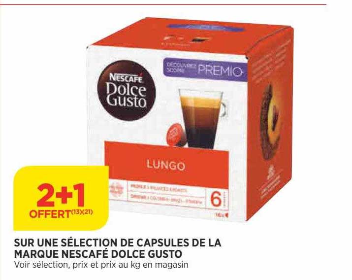 sur une sélection de capsules de la marque nescafé dolce gusto