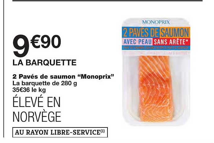 2 Pavés De Saumon "monoprix"