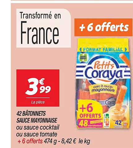 42 Bâtonnets Sauce Mayonnaise Ou Sauce Cocktail Ou Sauce Tomate