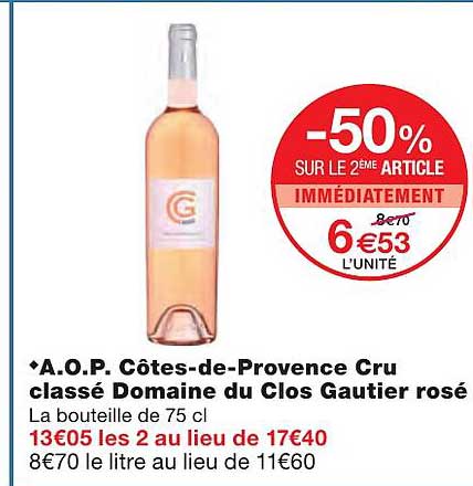 a.o.p. côtes-de-provence cru classé domaine du clos gautier rosé