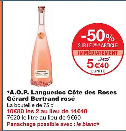 a.o.p. languedoc côte des roses gérard bertrand rosé