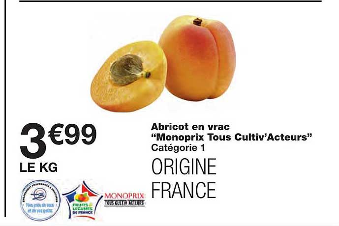 abricot en vrac "monoprix tous cultiv'acteurs"