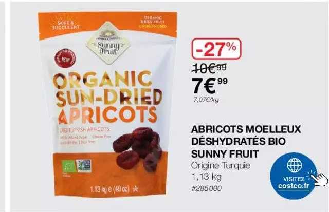 abricots moelleux déshydratés bio sunny fruit